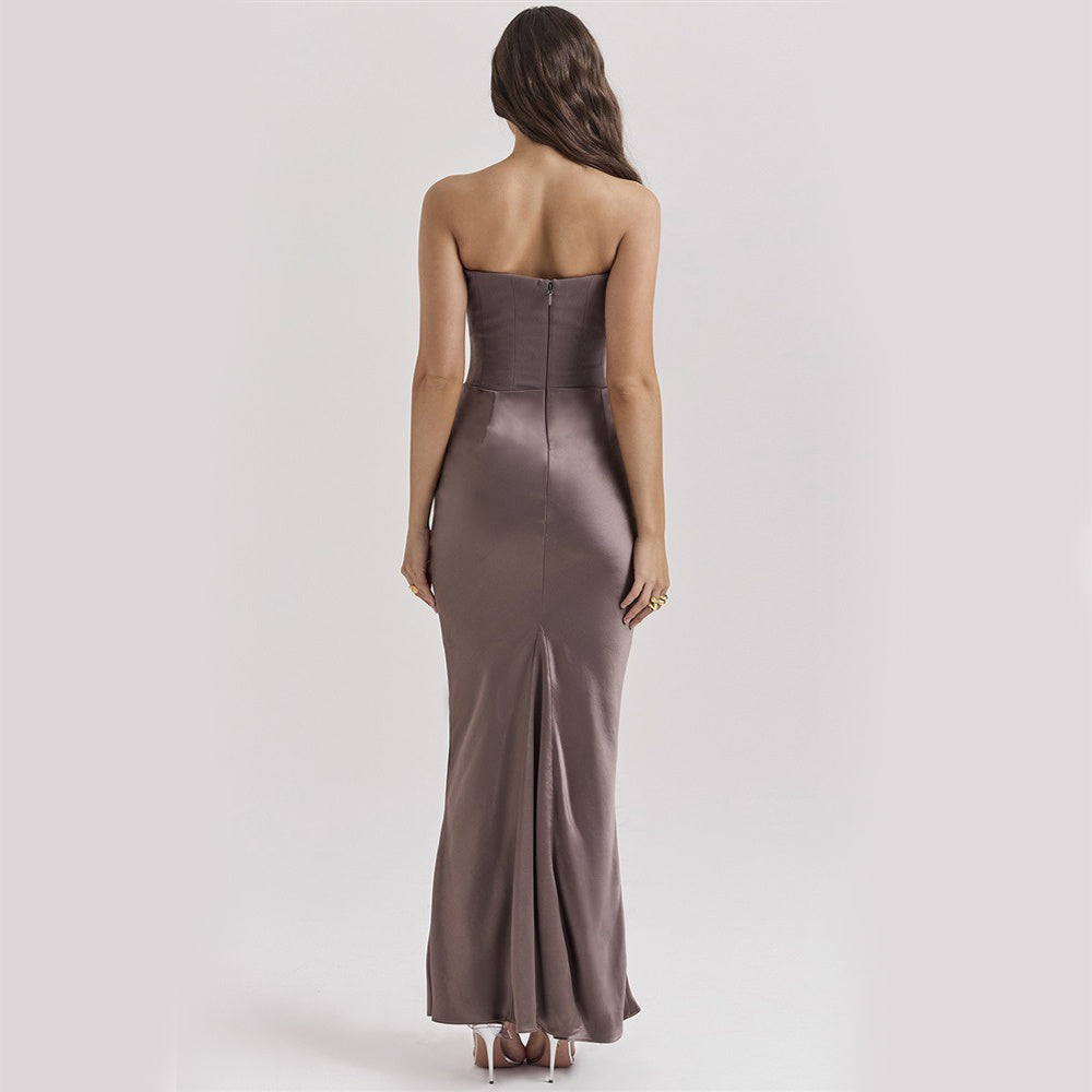 The trending miscellaneous Slim Tube Top Long Dress Sexy Fashion Bandeau Backless Party Evening Dresses For Women Clothing